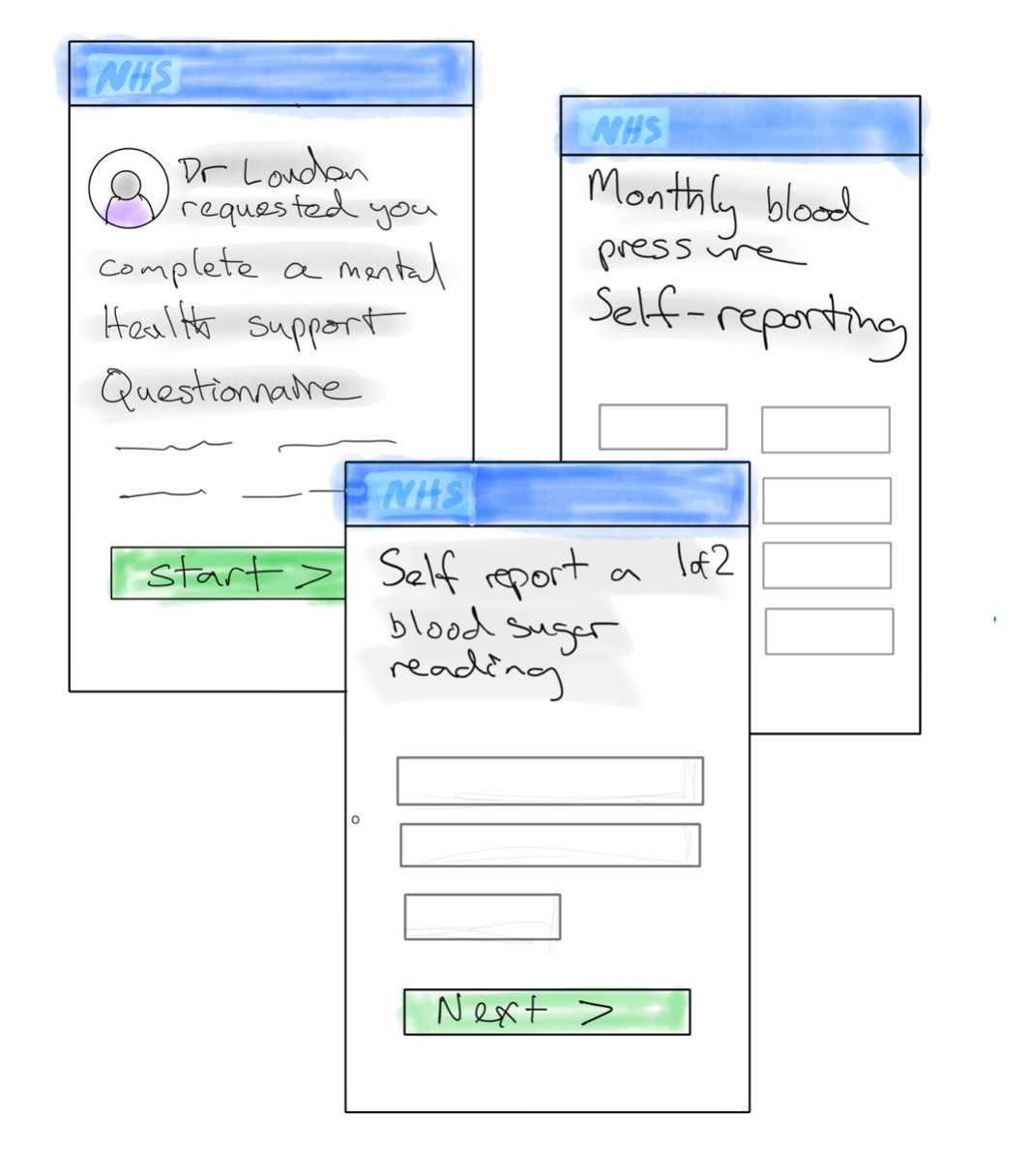 Web forms for reporting mental health, blood pressure and blood sugar